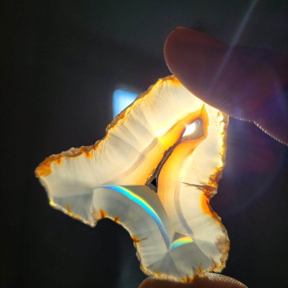Translucent Agate Slice with Orange Accents